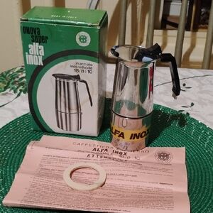 RARE TO FIND TRACAZAN ALFA STAINLESS STEEL COFFEE MAKER-ITALY